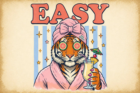 Tiger Spa Relax Summer Drink PNG Sublimation designartist 