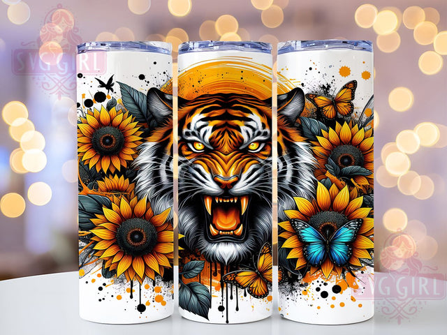 Tiger Sunflower Floral 20oz Tumbler Wrap, Sunflower Tumbler Design, 20oz Sublimation Wrap, Floral Tiger Art, Wild Animal Tumbler, Vibrant Floral Drinkware, Nature Lover Tumbler Sublimation SvggirlplusArt 