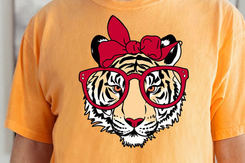 Tiger svg, tiger with glasses bubble gum , Tiger mascot svg , funny Wild Animal head Clipart, mascot logo Vector SVG DesignDestine 