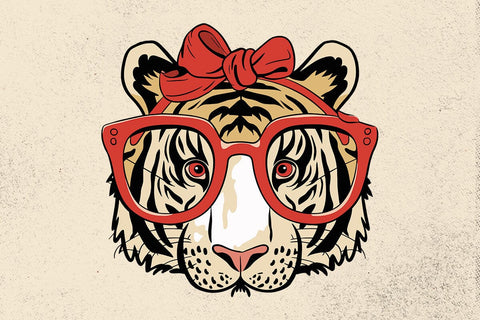 Tiger svg, tiger with glasses bubble gum , Tiger mascot svg , funny Wild Animal head Clipart, mascot logo Vector SVG DesignDestine 