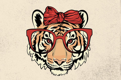 Tiger svg, tiger with glasses bubble gum , Tiger mascot svg , funny Wild Animal head Clipart, mascot logo Vector SVG DesignDestine 