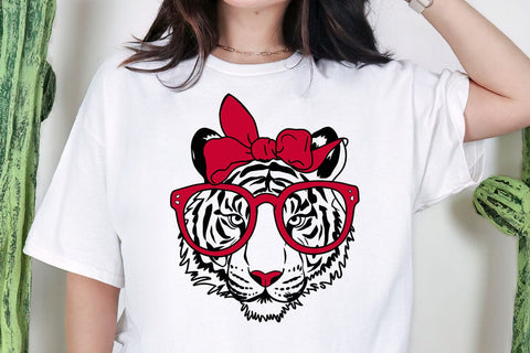 Tiger svg, tiger with glasses bubble gum , Tiger mascot svg , funny Wild Animal head Clipart, mascot logo Vector SVG DesignDestine 