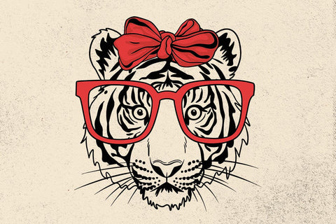 Tiger svg, tiger with glasses bubble gum , Tiger mascot svg , funny Wild Animal head Clipart, mascot logo Vector SVG DesignDestine 