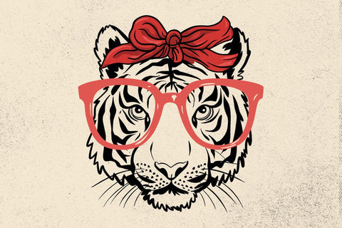 Tiger svg, tiger with glasses bubble gum , Tiger mascot svg , funny Wild Animal head Clipart, mascot logo Vector SVG DesignDestine 