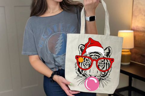 Tiger svg, tiger with glasses bubble gum , Tiger mascot svg , funny Wild Animal head Clipart, mascot logo Vector SVG DesignDestine 