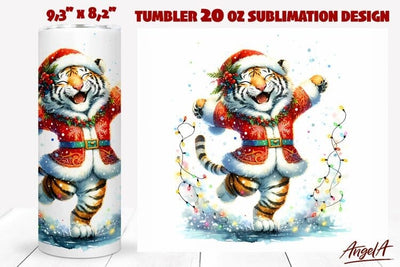 Tiger tumbler wrap, Christmas tumbler wrap, tiger cartoon Sublimation Angelina Semenova 