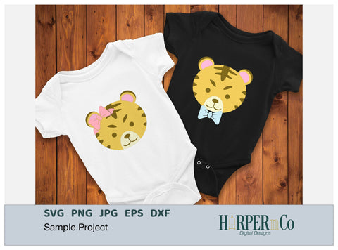 Tiger with Bows and Flowers SVG PNG Cut EPS File SVG HarperNCo 