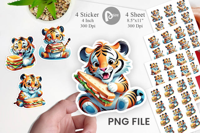 Tiger with Sandwich Sticker Sublimation artnoy 