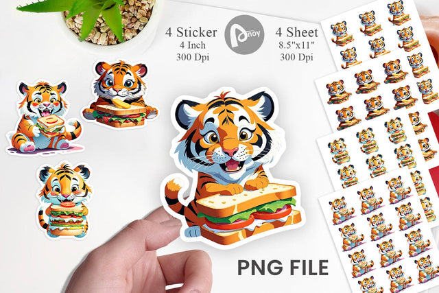 Tiger with Sandwich Sticker Sublimation artnoy 
