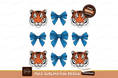 Tigers And Blue Bows Sublimation Png Sublimation Designangry 