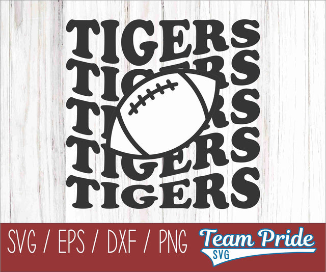 Tigers Football Retro Wave SVG Digital Download Printable - SVG, EPS, DXF, PNG SVG Team Pride SVG 