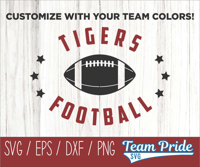 Tigers Football SVG Digital Download Printable - SVG, EPS, DXF, PNG 3 SVG Team Pride SVG 