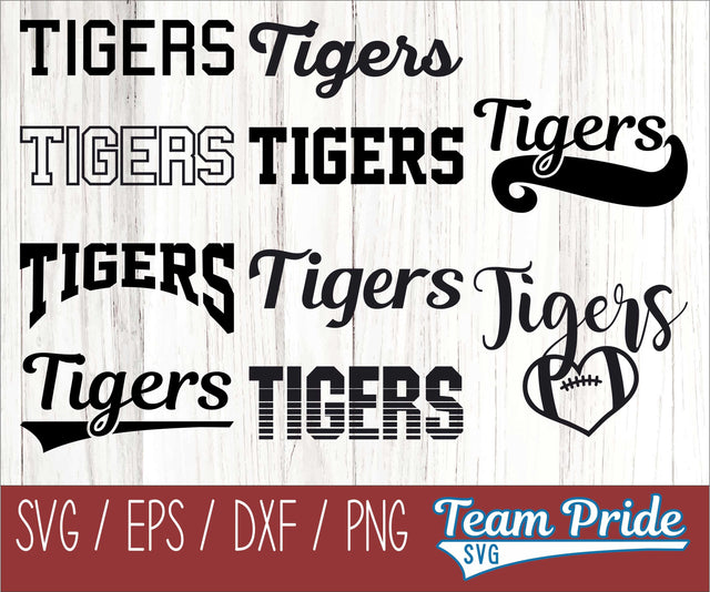 Tigers SVG Bundle Digital Download Printable - SVG, EPS, DXF, PNG SVG Team Pride SVG 