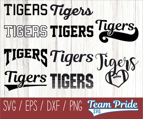 Tigers SVG Bundle Digital Download Printable - SVG, EPS, DXF, PNG SVG Team Pride SVG 