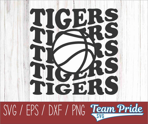 Tigers Vintage Wave Basketball SVG Digital Download Printable - SVG, EPS, DXF, PNG SVG Team Pride SVG 