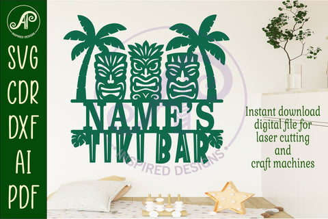 Tiki bar personalized name sign SVG APInspireddesigns 
