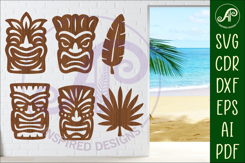 Tiki head Silhouette laser cut outs 1 SVG APInspireddesigns 