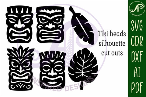 Tiki head Silhouette laser cut outs 2 SVG APInspireddesigns 