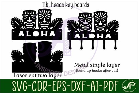 Tiki heads Key holders for metal and laser cutting SVG APInspireddesigns 