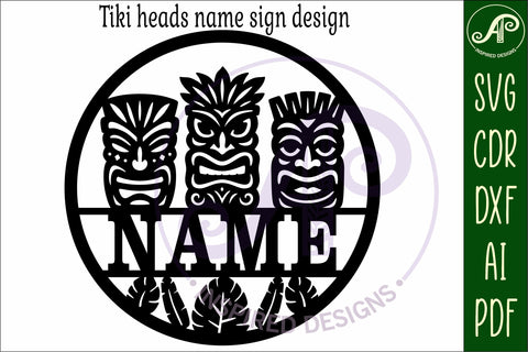 Tiki heads name wall art sign, SVG personalized SVG APInspireddesigns 