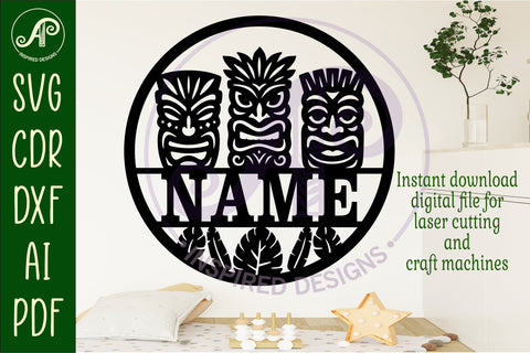 Tiki heads name wall art sign, SVG personalized SVG APInspireddesigns 