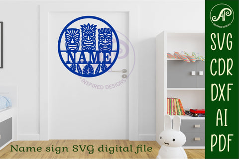 Tiki heads name wall art sign, SVG personalized SVG APInspireddesigns 