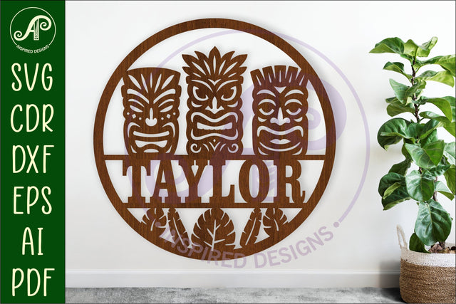 Tiki heads name wall art sign, SVG personalized SVG APInspireddesigns 
