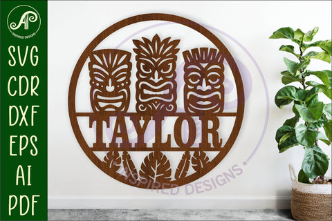 Tiki heads name wall art sign, SVG personalized SVG APInspireddesigns 