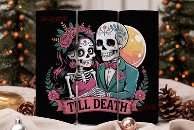 Till Death Skeleton Couple 20oz Tumbler Sublimation DesignSVG 