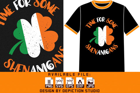 Time For Some Shenanigans T-Shirt, Shamrock Shirt, Saint Patrick's Day Shirt Print Template Sketch DESIGN Depiction Studio 