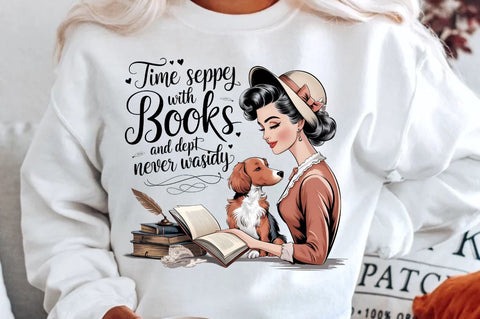 Time spent with books and dogs is never wasted Sublimation Design Sublimation Regulrcrative 