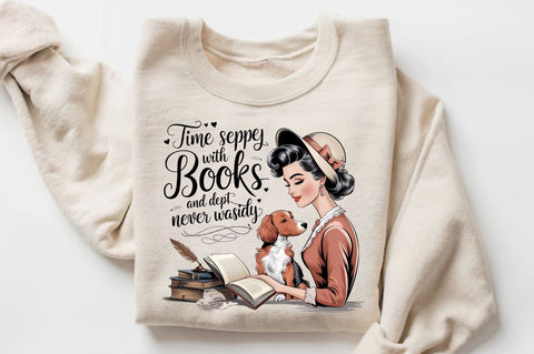 Time spent with books and dogs is never wasted Sublimation Design Sublimation Regulrcrative 