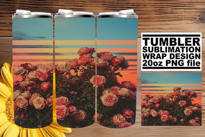 Timeless Bloom Serenade: Retro Tumbler Sublimation Sublimation afrosvg 