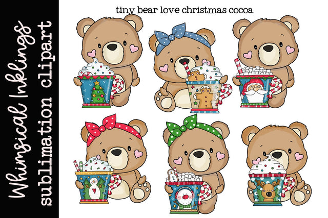 Tiny Bears Love Christmas Cocoa Sublimation Clipart Sublimation Whimsical Inklings 