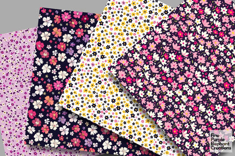 Tiny Bold Spring Flowers Pattern | Colorful Sublimation Digital Pattern Fine Purple Elephant Creations 
