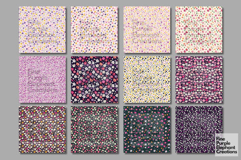 Tiny Bold Spring Flowers Pattern | Colorful Sublimation Digital Pattern Fine Purple Elephant Creations 