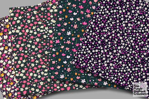 Tiny Bold Spring Flowers Pattern | Colorful Sublimation Digital Pattern Fine Purple Elephant Creations 