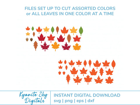 Tiny Fall Leaves SVG Bundle small to extra-small leaf shapes SVG Kyanite Sky Digitals 