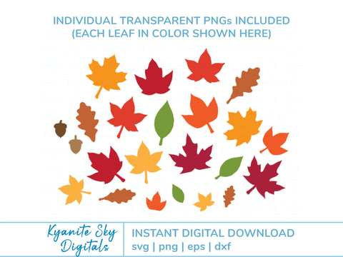 Tiny Fall Leaves SVG Bundle small to extra-small leaf shapes SVG Kyanite Sky Digitals 
