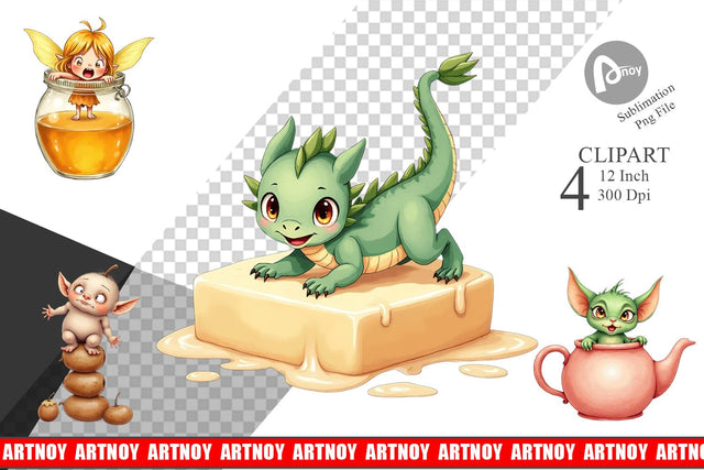 Tiny Fantasy Trouble Clipart Sublimation artnoy 