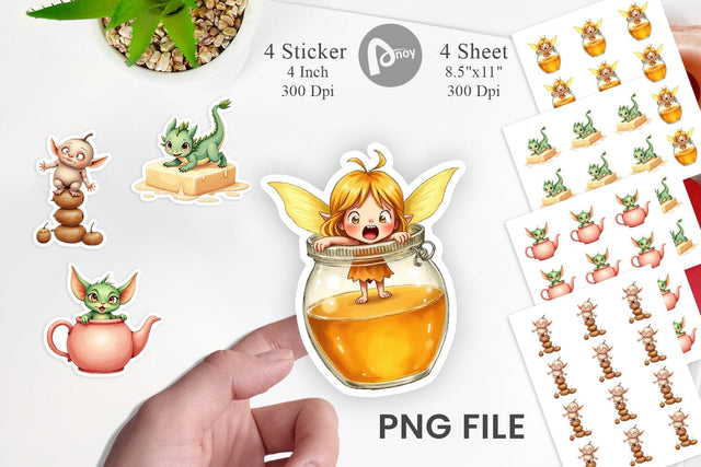 Tiny Fantasy Trouble Sticker Sublimation artnoy 