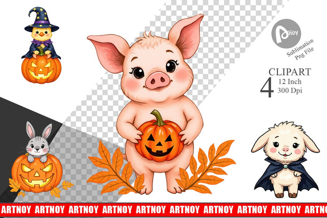 Tiny Farm Halloween Clipart Sublimation artnoy 