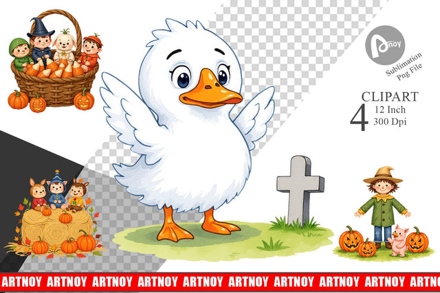 Tiny Farm Halloween Clipart Sublimation artnoy 