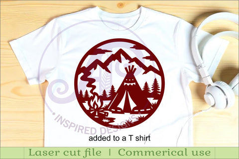 Tipi Camp Scene Wall Art , Teepee campfire sign Day SVG APInspireddesigns 