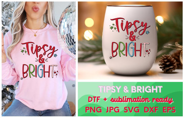 Tipsy and Bright Christmas Design PNG SVG JPG EPS DXF SVG So Fontsy Design Shop 