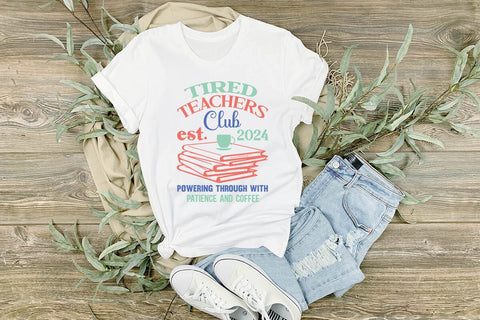 tired teachers club est 2024 powering through with patience and coffee SVG Angelina750 