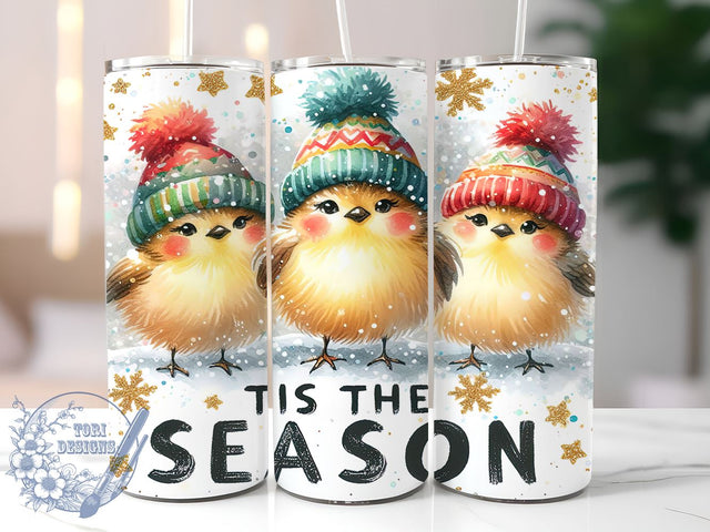 Tis the Season, Birds Christmas, Christmas Tumbler, Sublimation PNG, 20 oz Tumbler, Holiday Drinkware, Festive Birds, Seasonal Design Sublimation ToriDesigns 
