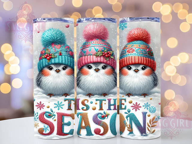 Tis the Season, Christmas Birds, Tumbler Wrap, 20 oz Tumbler, PNG Sublimation, Holiday Design, Winter Birds, Festive Wrap Sublimation SvggirlplusArt 