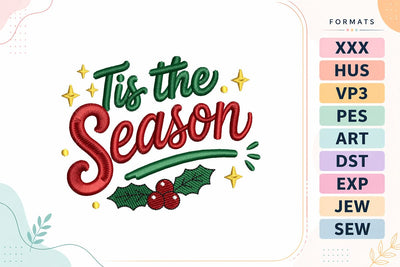 Tis The Season Christmas Holly Machine Embroidery Design Embroidery/Applique DESIGNS sg embroidery 
