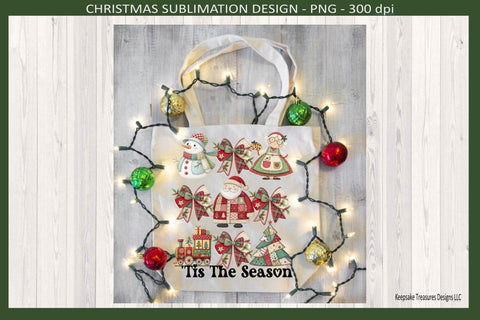 'Tis The Season Christmas, Santa Claus and Mrs. Claus, Coquette Bows Sublimation Png Sublimation Keepsake Treasures Designs LLC. 